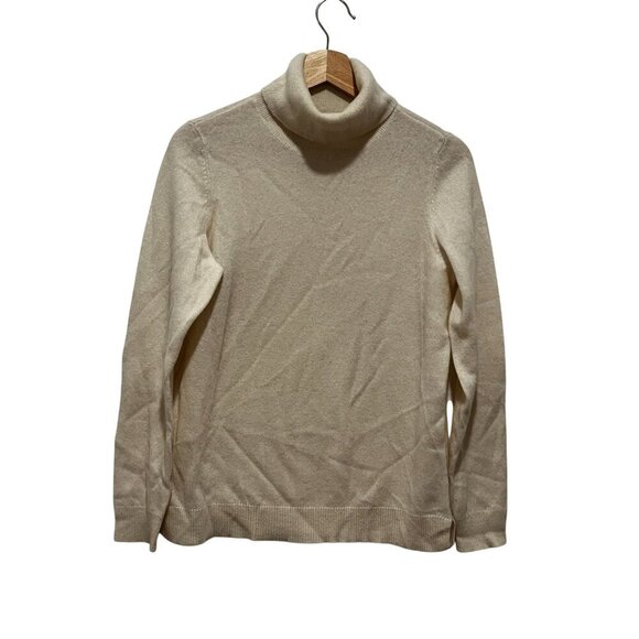Belle France Cream Cashmere Turtleneck Pullover Women's Sweater Size M - Picture 1 of 9